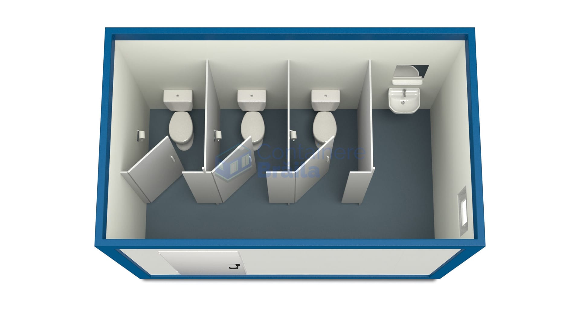container sanitar braila 4metri 3wc albastru