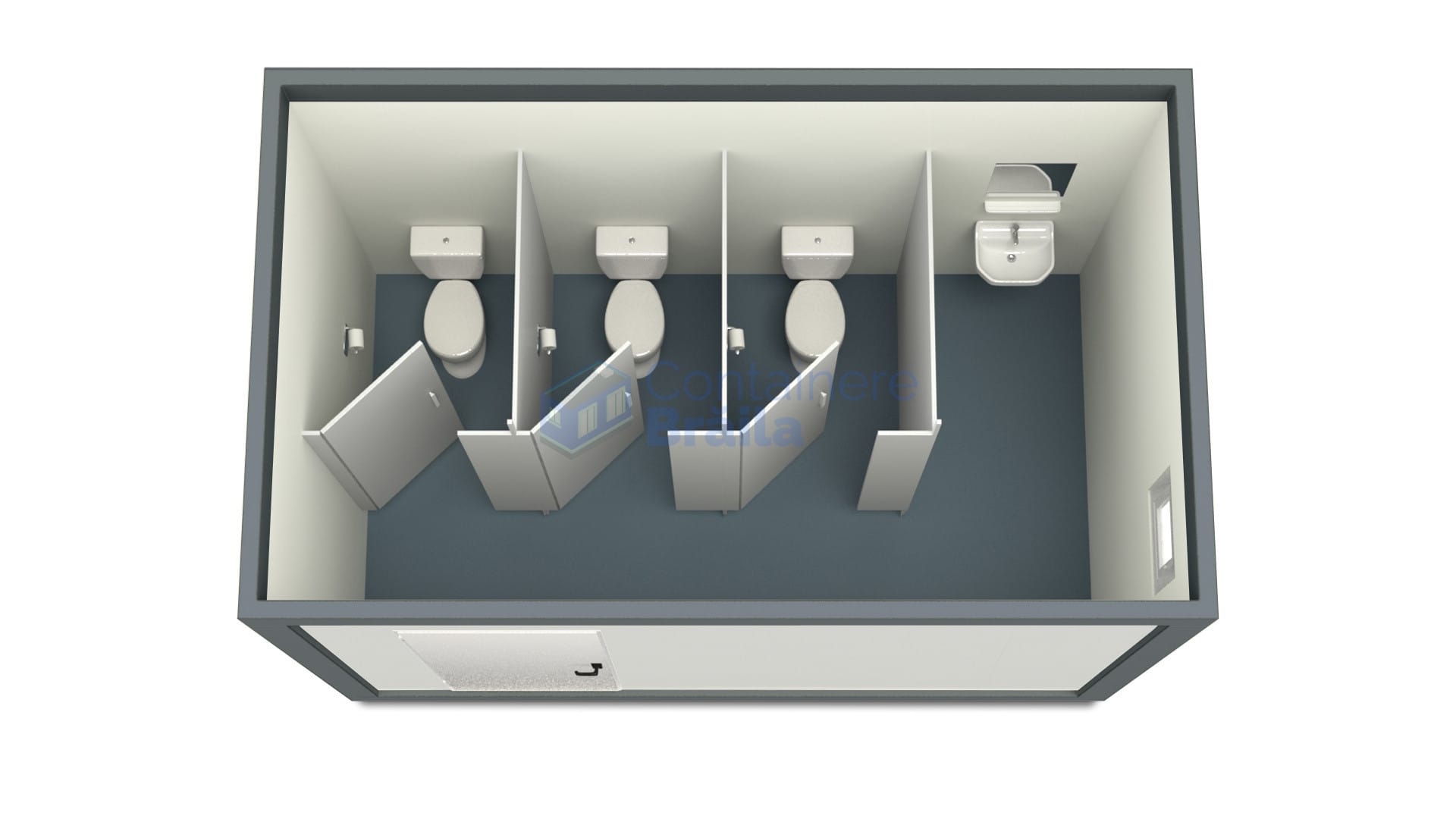 container sanitar braila 4metri 3wc gri