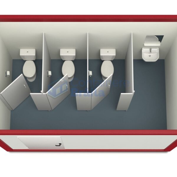 container sanitar braila 4metri 3wc rosu