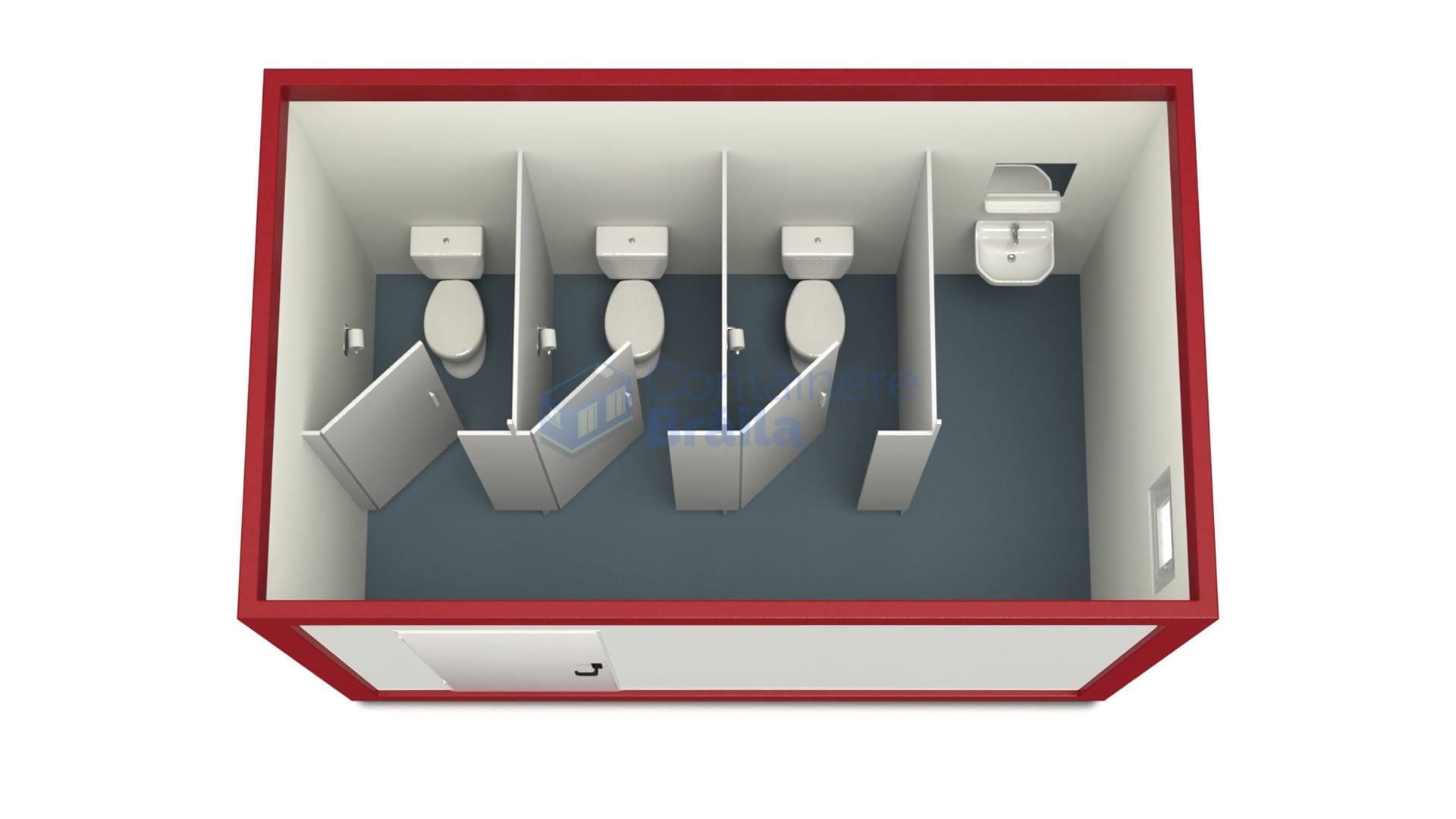 container sanitar braila 4metri 3wc rosu