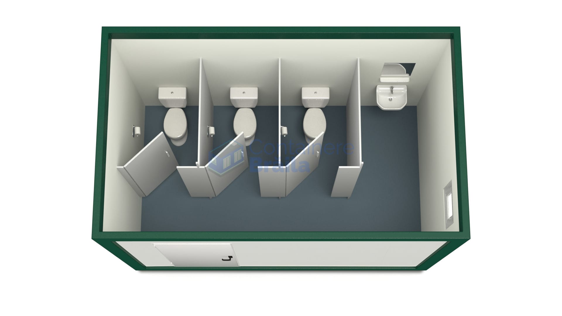 container sanitar braila 4metri 3wc verde