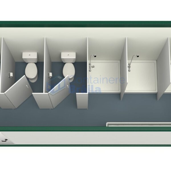 container sanitar braila 6metri 3dusuri 3wc verde